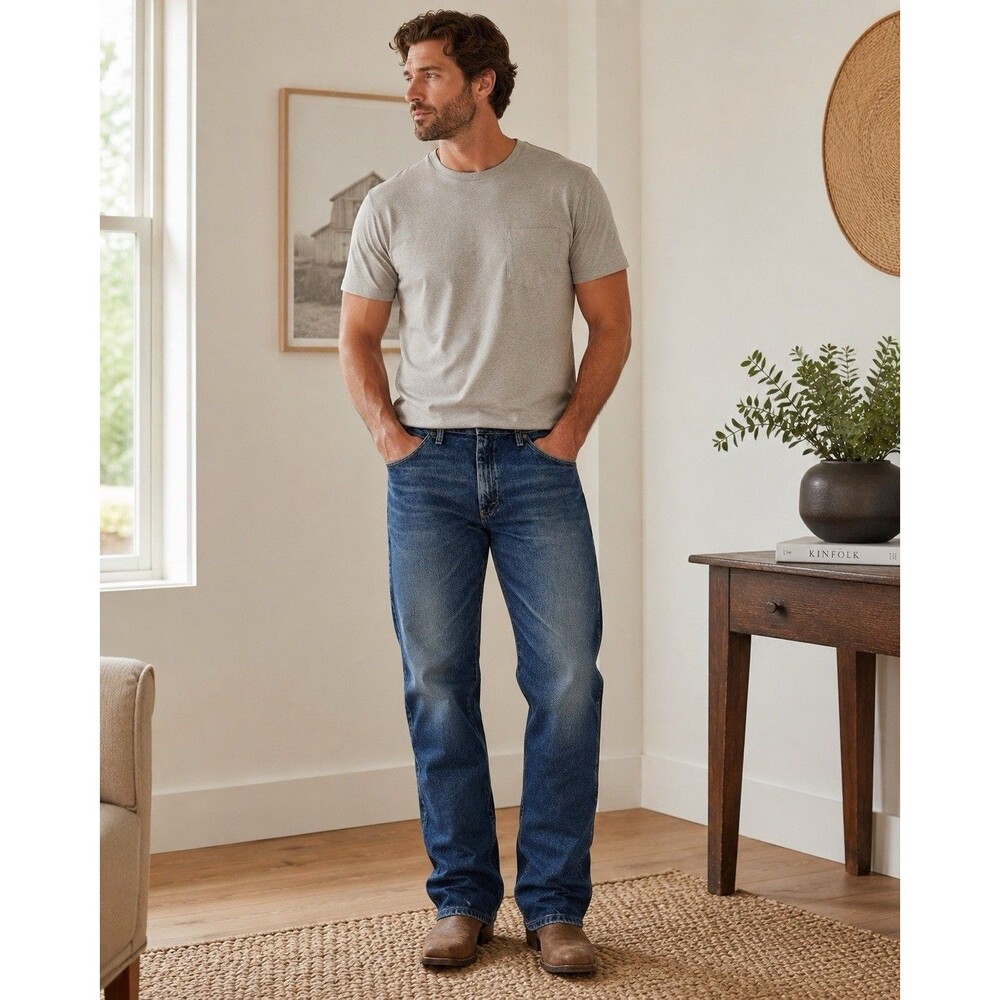 Wrangler Authentic Jeans Mens 36x30 Regular Fit Blue Denim 100% Cotton Medium